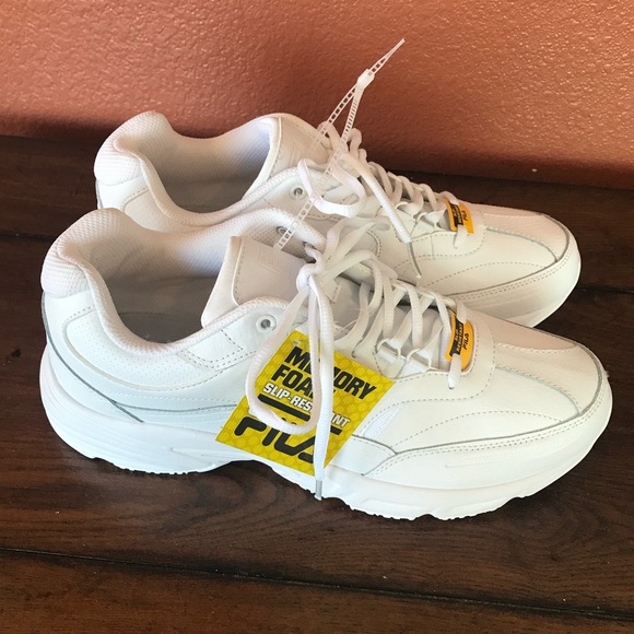 FILA Men’s 12 Memory White Workshift Non Skid Slip Resistant Work Shoes NWT - Picture 3 of 16